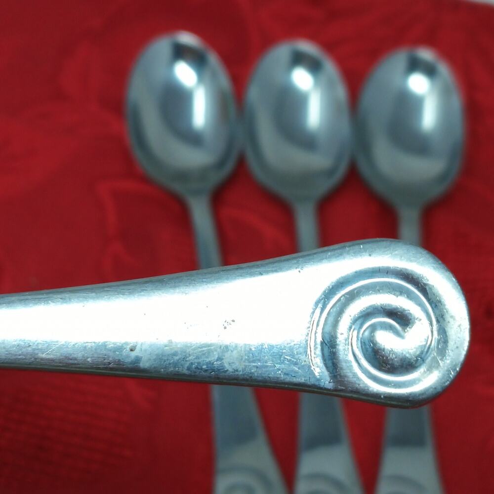 4X Tsp Robert Welch AMMONITE BRIGHT Stainless Teaspoons